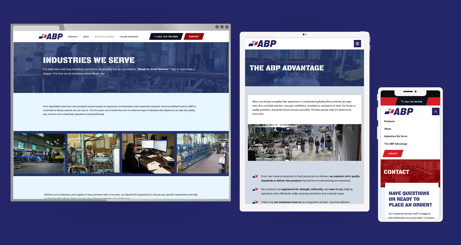 American Baling Products WordPress Website Rebuild and Redesign Responsive Views