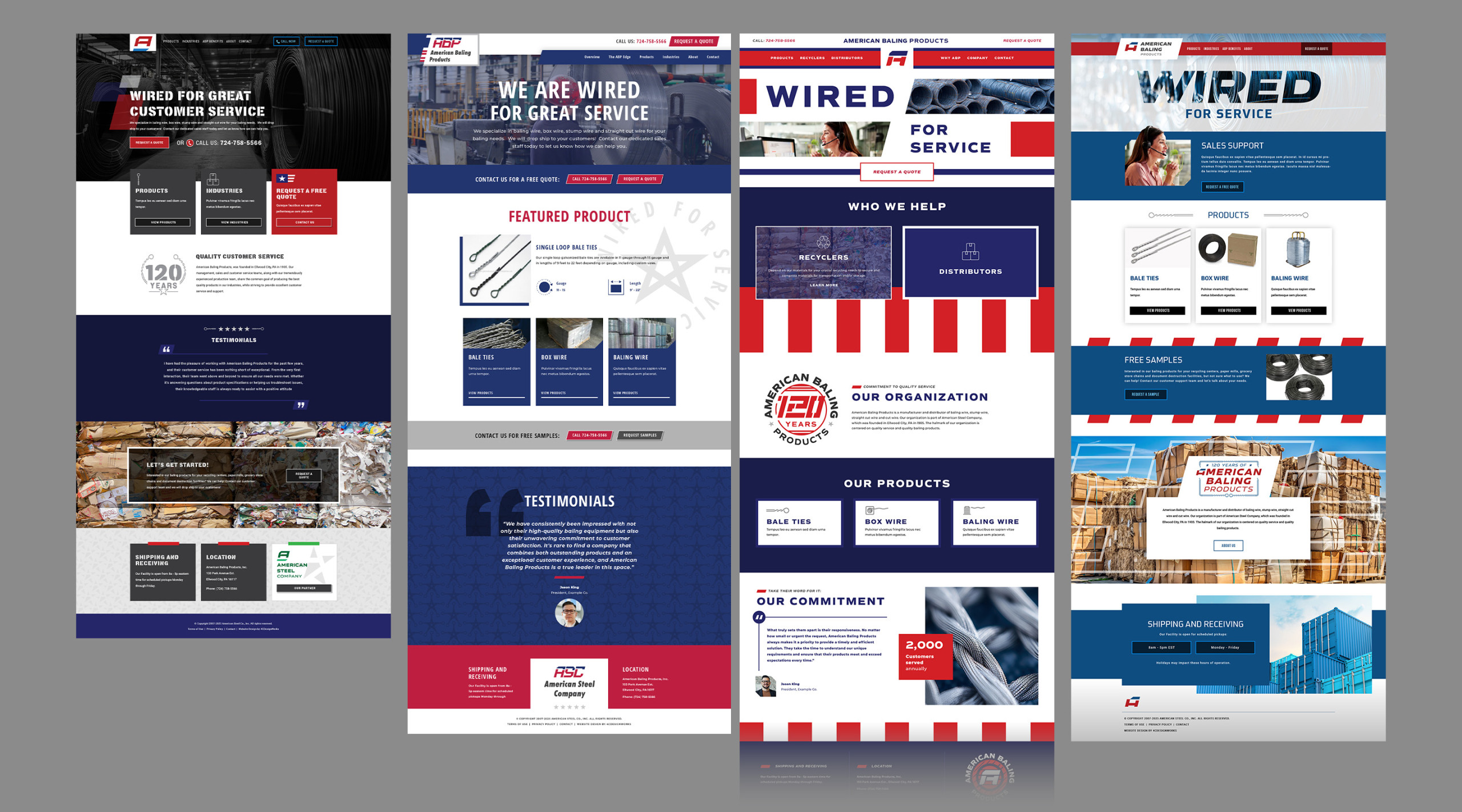 American Baling Products Initial Website Homepage Designs