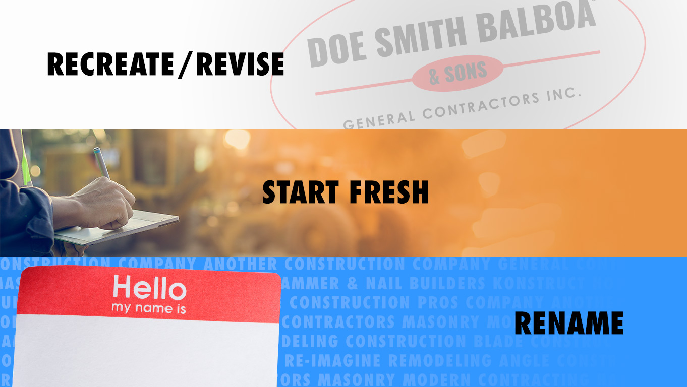 Recreate/Revise, Start Fresh, Rename