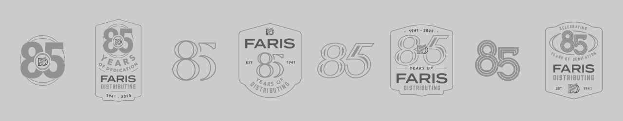 Faris-Distributing-85th-Anniversary-logomark-exploration-gray Faris Distributing 85th Anniversary Initial Logo Design Options Refined