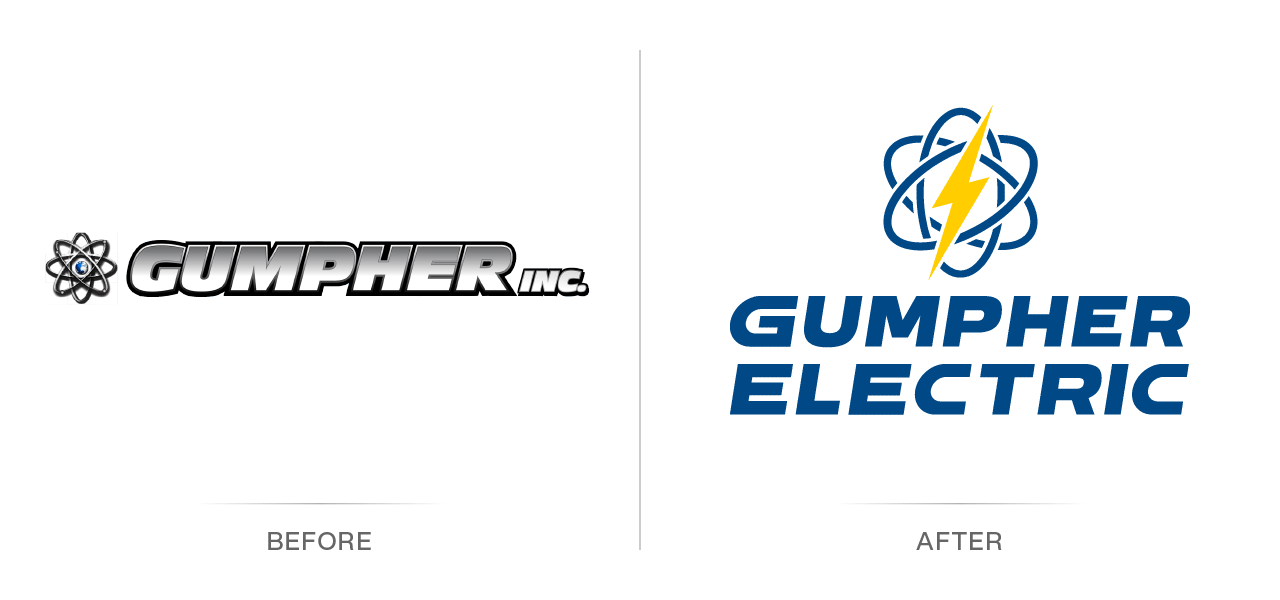 Gumpher Electric Logo Before and After