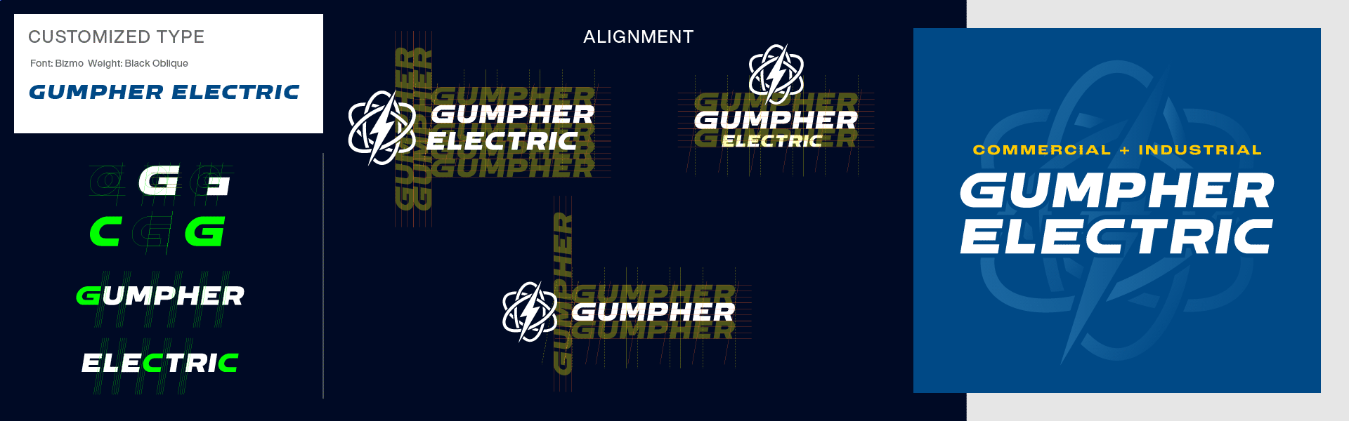 Gumpher Electric Rebrand Customized Font and Alignment Presentation