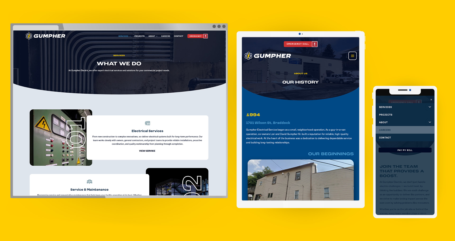 Gumpher Electric WordPress Website Rebuild and Redesign Responsive Views