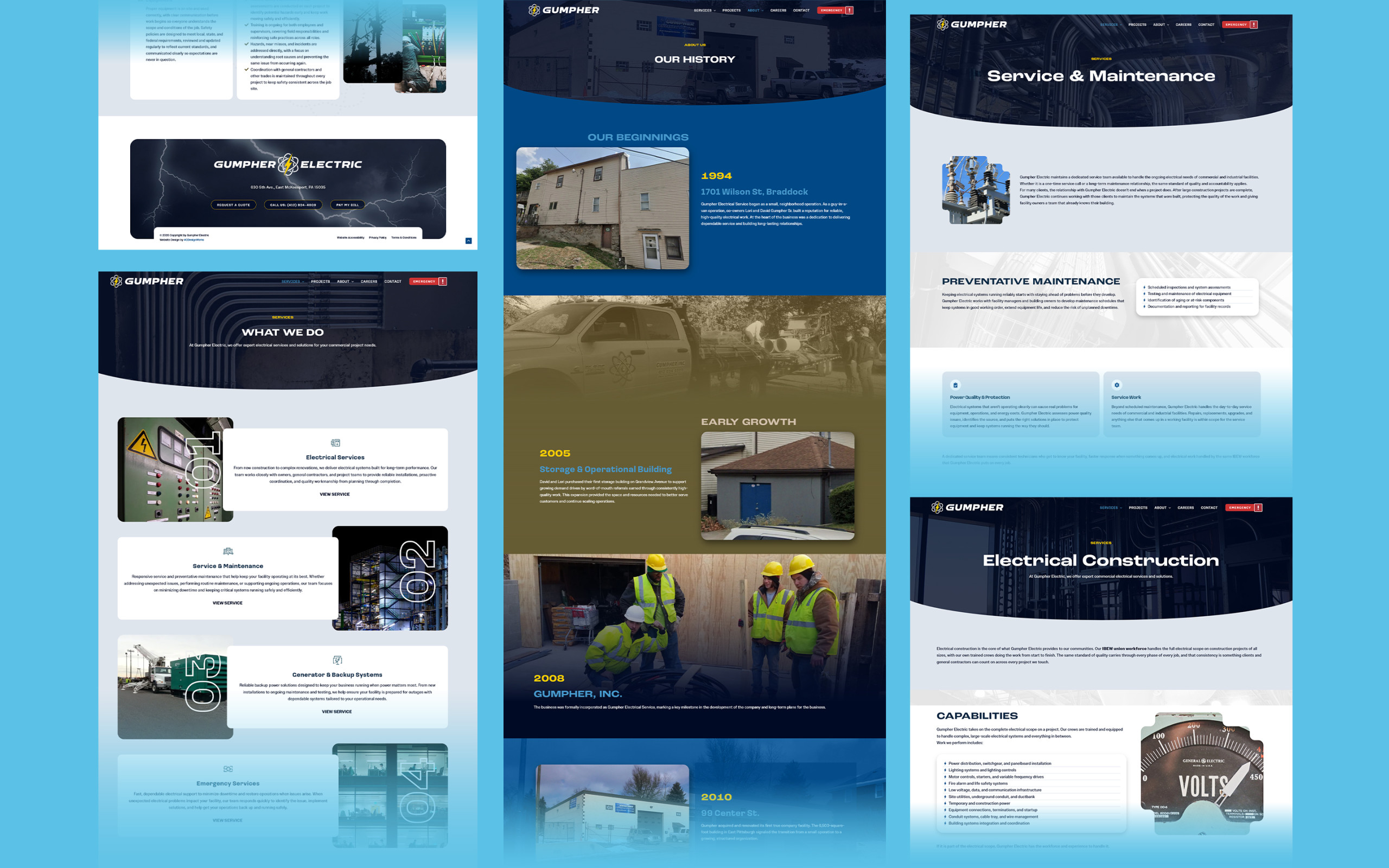 Gumpher Electric WordPress Website Pages