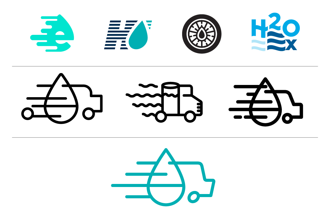 H20 Express Trucking Logo Design Options (final selection at the bottom)