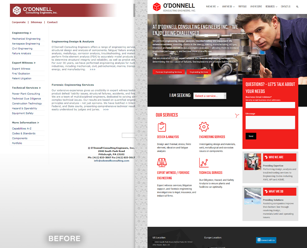 ODonnell-second-generation-website Website pre-2015 (Before) and the latest version, now a second-generation website.