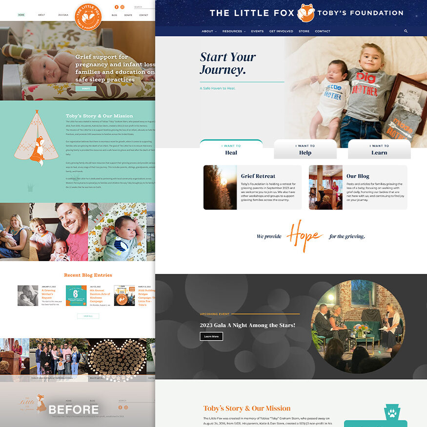 The Little Fox Toby's Foundation Website Before & After