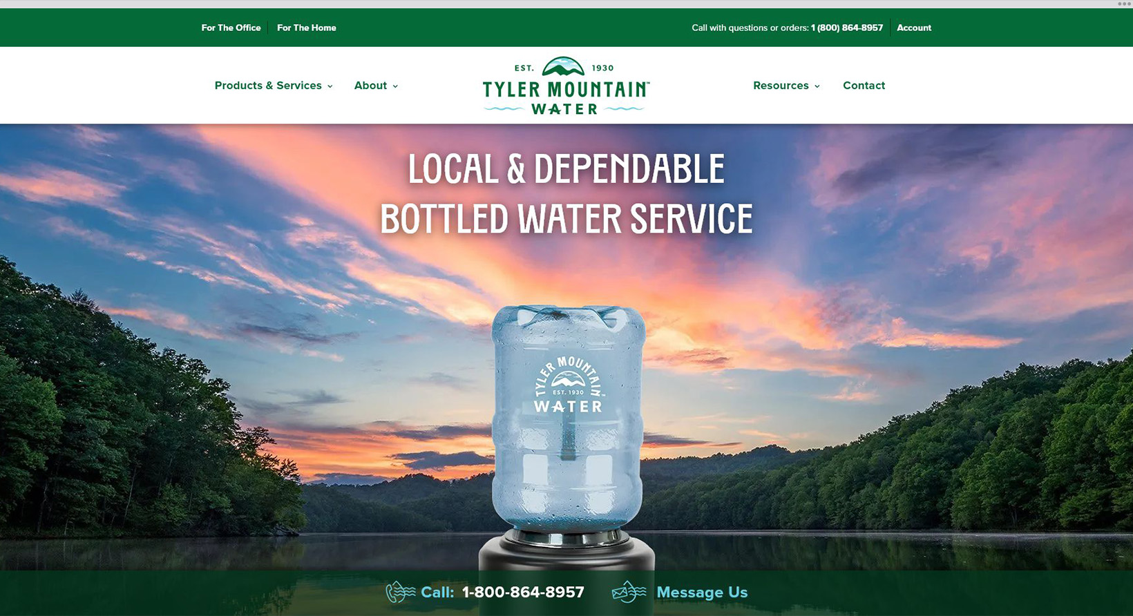 Tyler Mountain Water New Brand Website Redesign Homepage Above the Fold