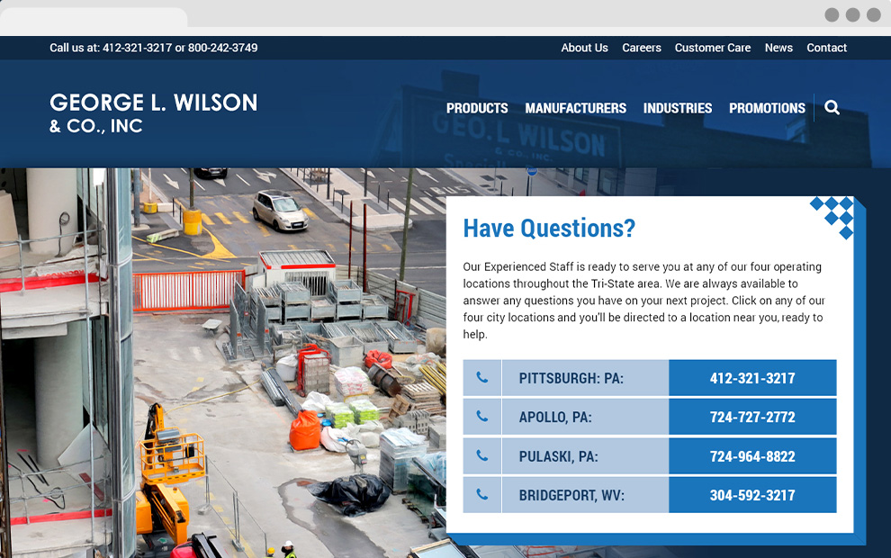 George L Wilson Website Above the Fold