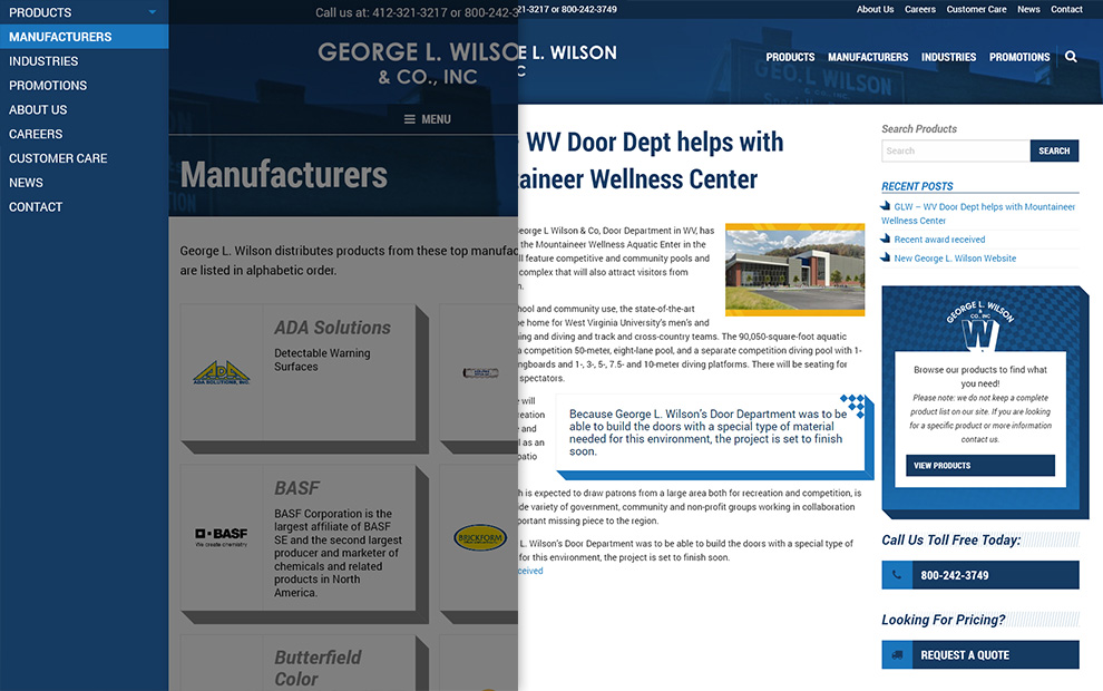 George L Wilson Website Tablet Menu Display & News