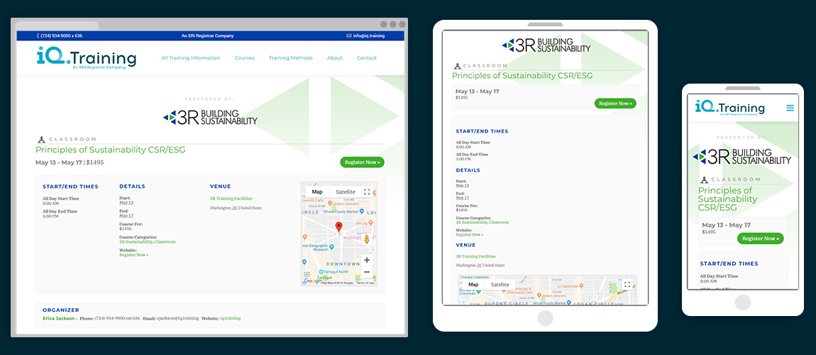 iQ.Training Website on Desktop, Tablet, and Mobile Phone