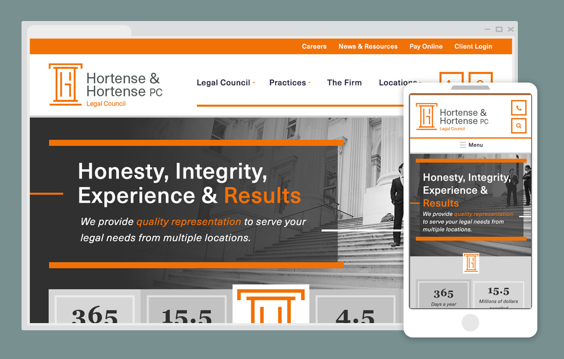 Example lawfirm website & mobile view - minimal and modern