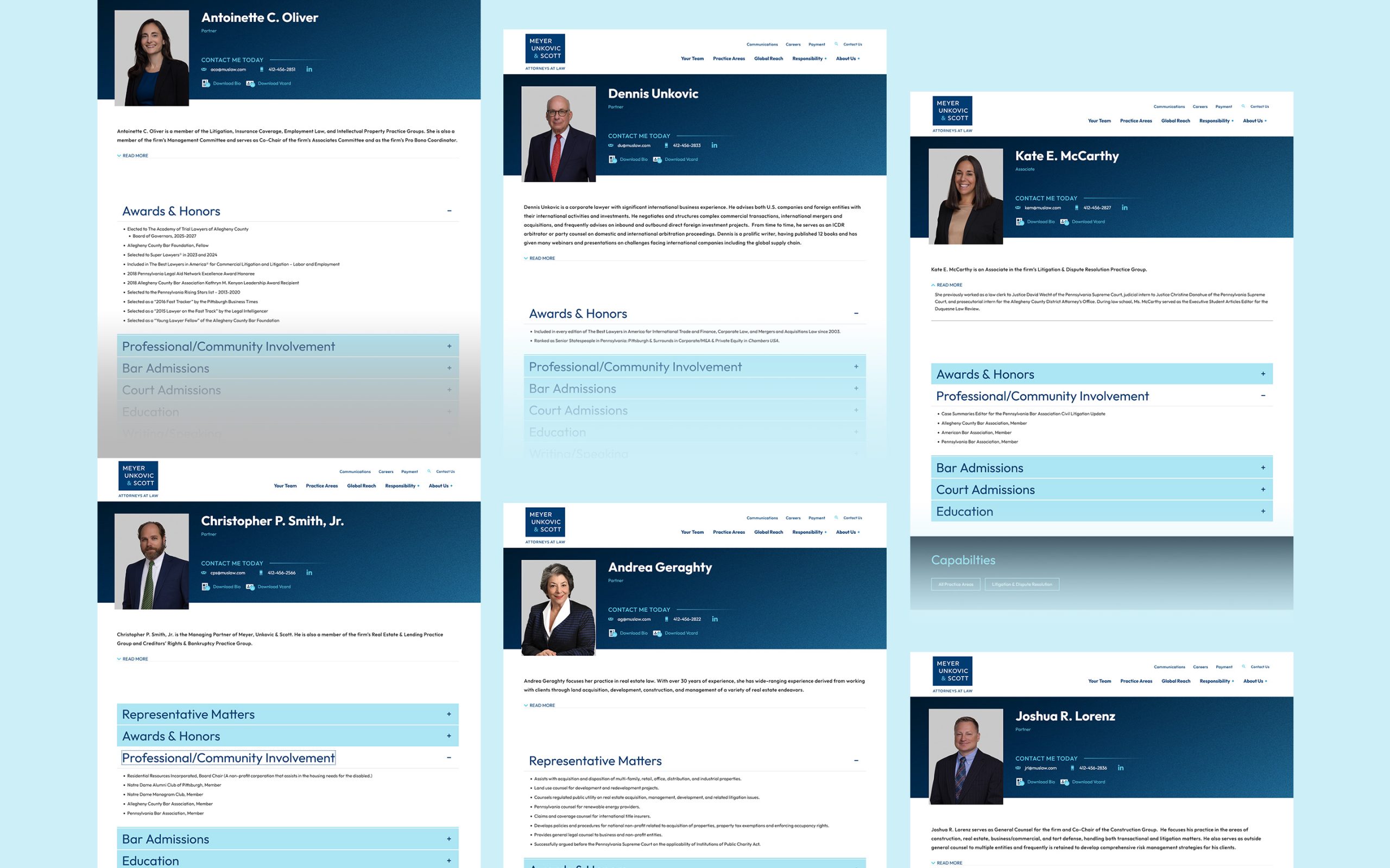 muslaw-rebarnded-web-team-pages Meyer, Unkovic & Scott New Brand Website Redesign Team Member Webpages