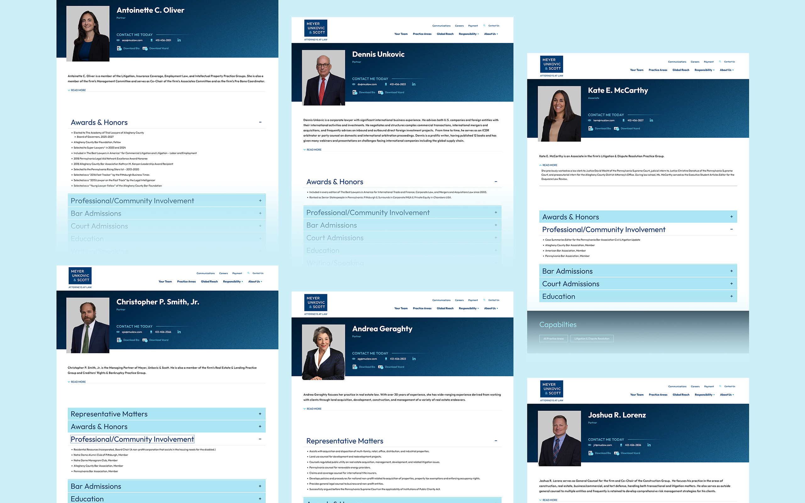 muslaw-rebarnded-web-team-pages Meyer, Unkovic & Scott New Brand Website Redesign Team Member Webpages