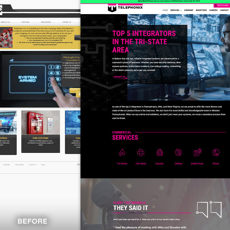 Telephonix Website Before & After